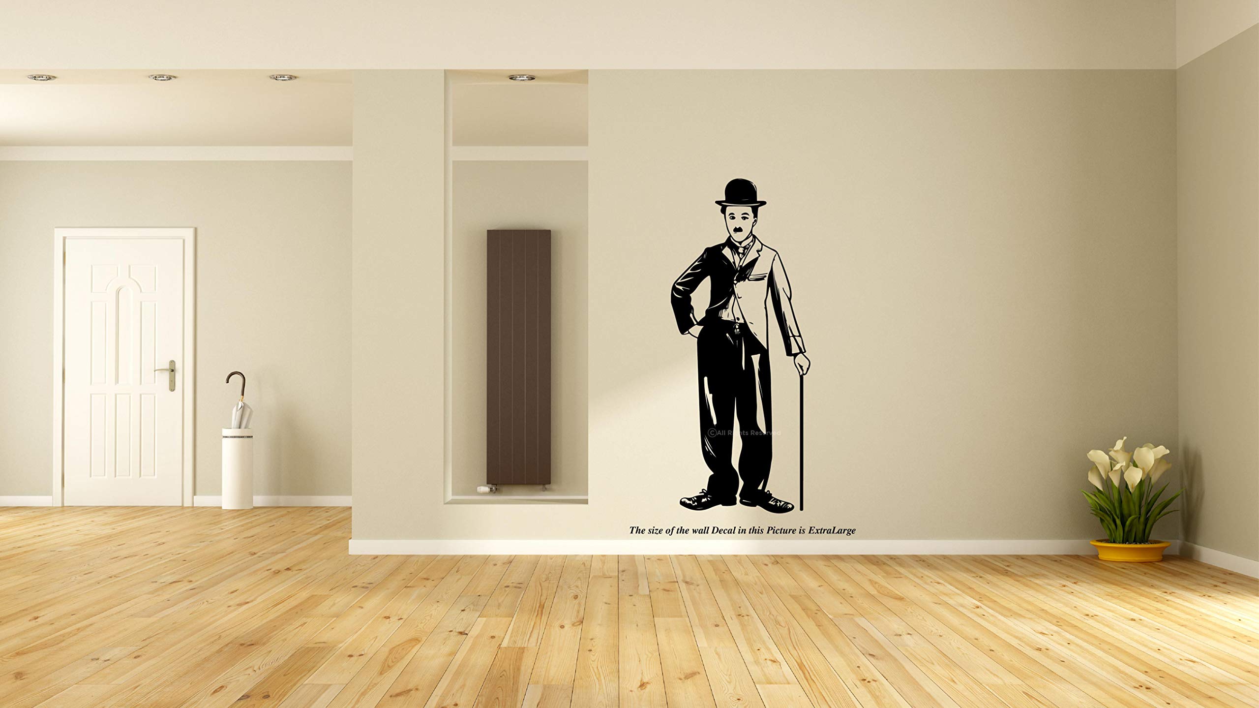 PEACOCKRIDE Charlie Chaplin Wall Decal Extra Large Black (PVC Vinyl)-image-4