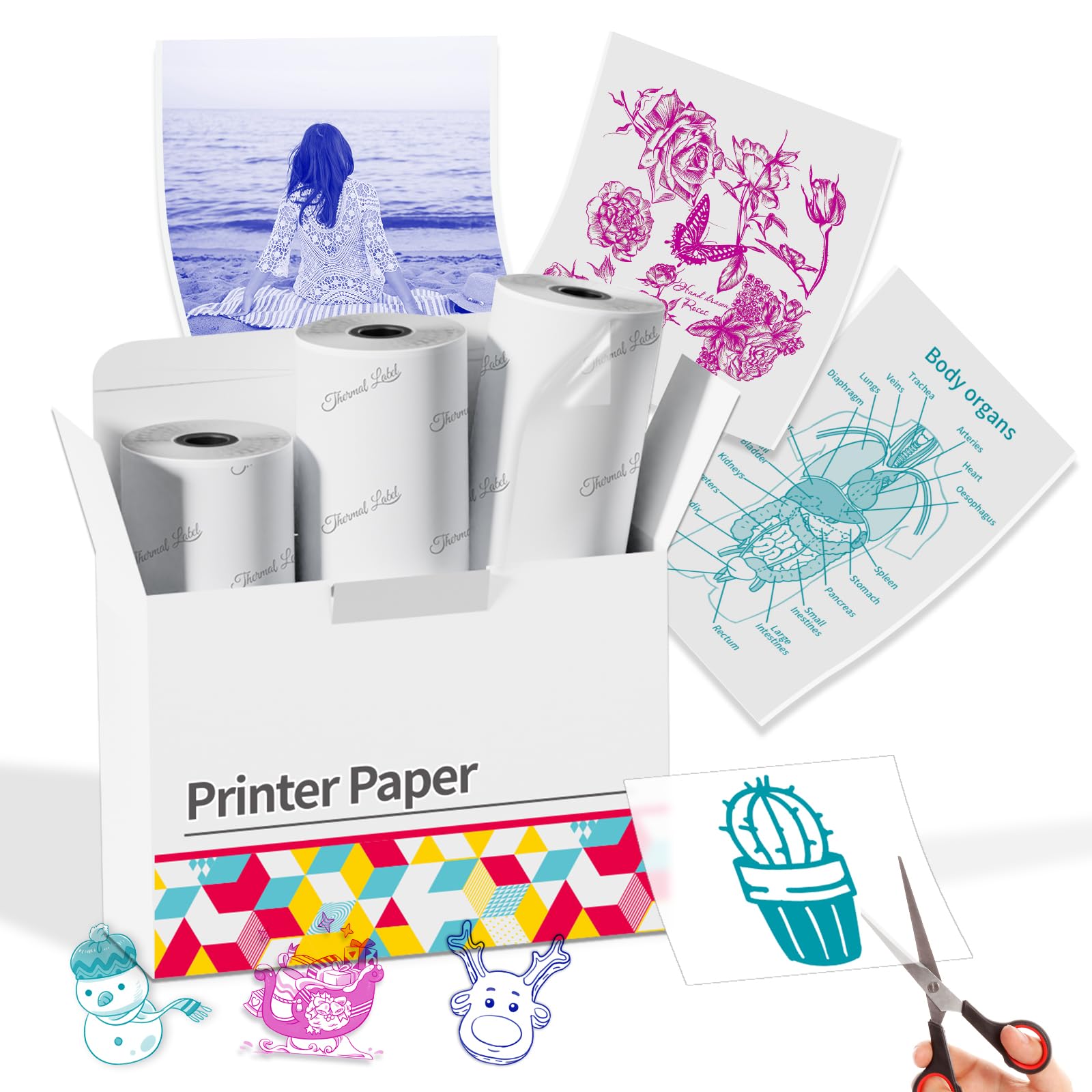 Memoking Sticker Paper - Transparent Thermal Sticker Compatible with Phomemo M02 Paper for M02 M02E M02X Q02 Y02C M02L M02D M04S Mini Printer,