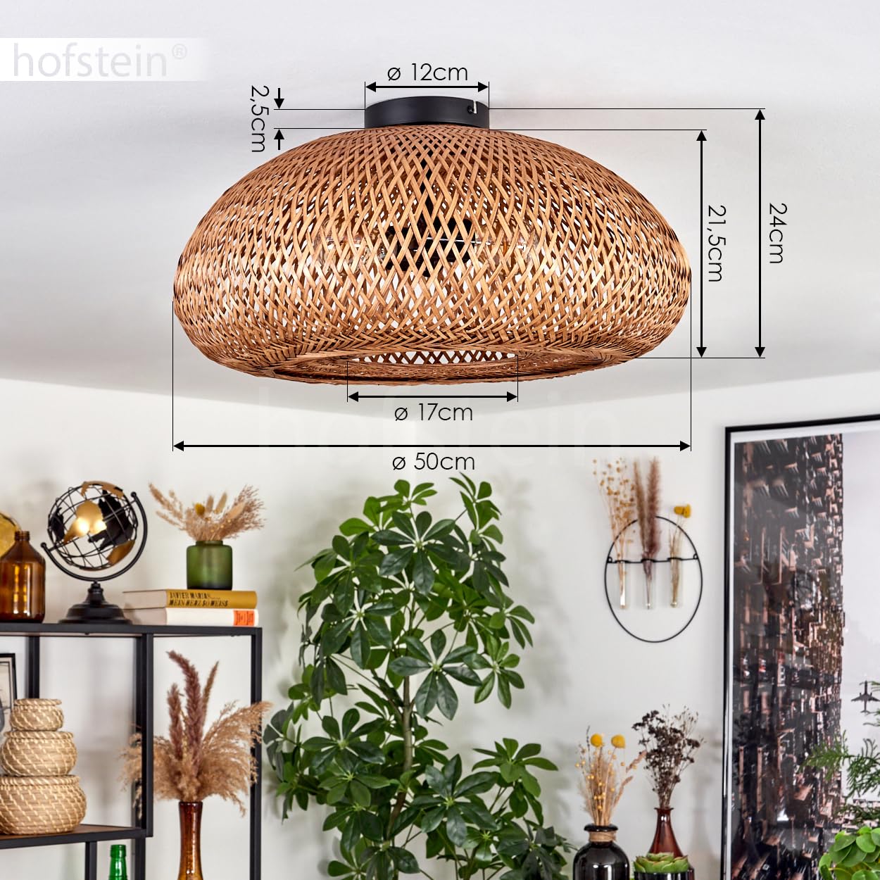 Lindby LED-Deckenlampe Nesaja, schwarz, Holz, 98cm, dimmbar