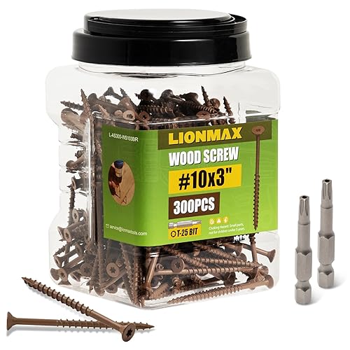 Miniatura 45 de LIONMAX Tornillos de cubierta de 3 pulgadas, tornillos para madera #10 x 3, 50 unidades, resistentes a la corrosión, revestimiento de epoxi