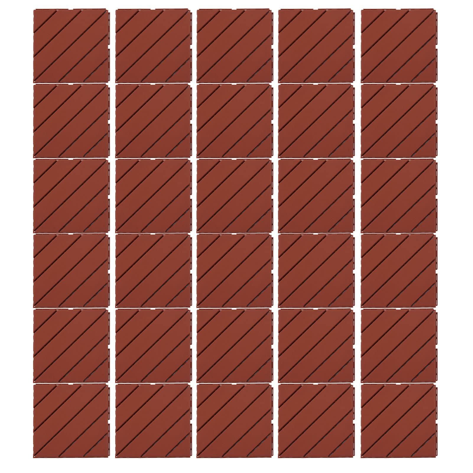 Azulejos de plataforma de plástico a prueba de agua Fuerte fuerte duradero para exteriores para el jardín de la cubierta de patio junto a la piscina 30 PC Material PP 300x300x20 mm (Marrón)