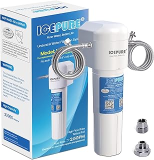 ICEPURE Untertisch Wasserfiltersystem - Direktanschluss entfernt 99,99% Chlor, hohe Chlorreduktionskapazität von 22000 Gallonen verbessert Geschmack und Geruch，USA Tech