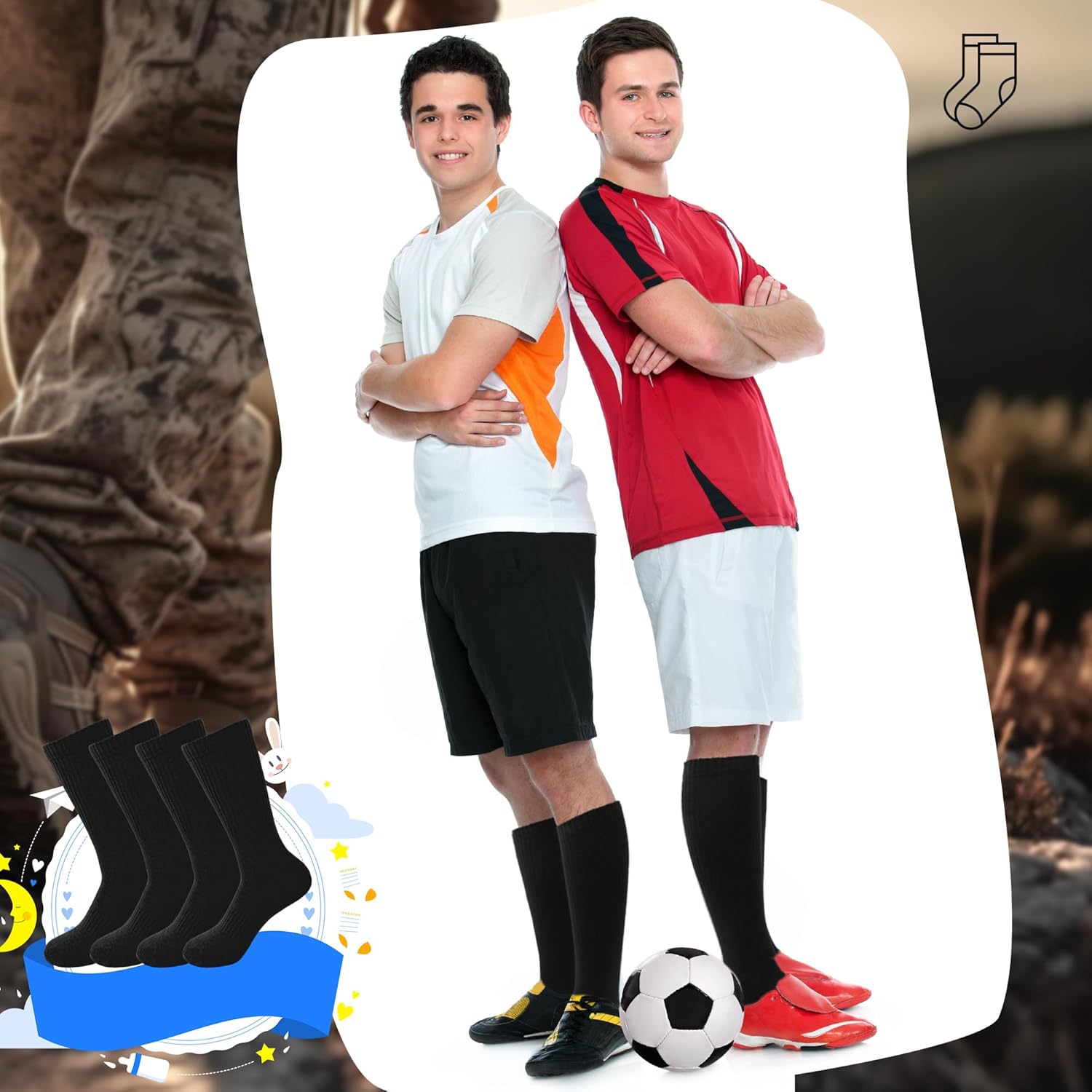 5 Pairs Military Green Socks Army Crew Sock Military Boot Socks for Men Women Working Outdoor - Image 6