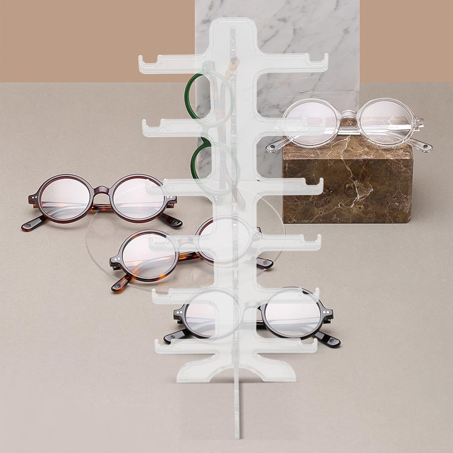 Multi-Layer Sunglasses Rack Eyeglasses Holder Stand Plastic Storage Organizer 6-Tier Display for Sunglass Collection Countertop Eyewear Display