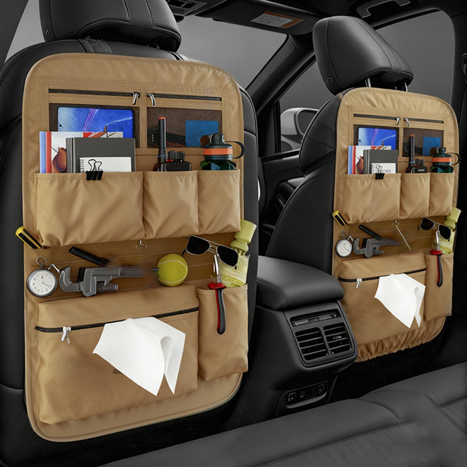 Organizador trasero para automóvil, bolsillo trasero multifuncional, bolsillo de almacenamiento para asiento trasero, instalación rápida, organizadores de asiento trasero