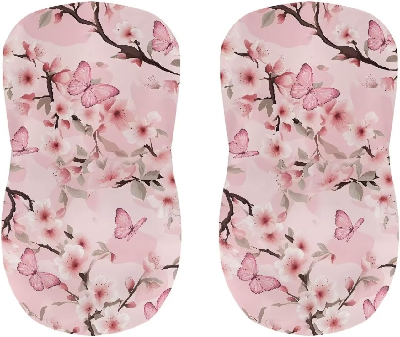 Babrukda 4 Pack Butterfly Bar Stool Covers with Backs Cherry Blossoms Square Stool Seat Cushion Protectors Removable Stretchable Counter Height Chair Slipcover for Home Decoration