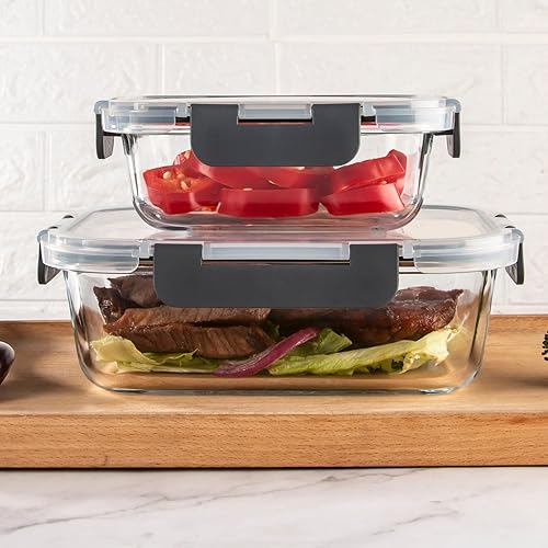 Miniatura 6 de UMEIED Contenedores de vidrio para preparación de comidas, paquete de 10 recipientes de vidrio para almacenamiento de alimentos con tapas para