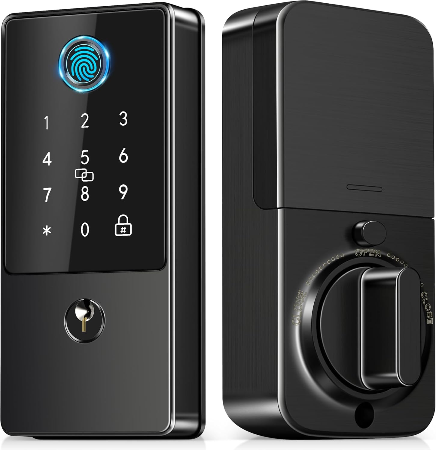 Smart Lock, Keyless Entry Deadbolt for Front Door, Biometric Fingerprint Door Lock & App Control, Digital Electronic Lock with IC Card/Passcode, Auto-Lock,Matte Black