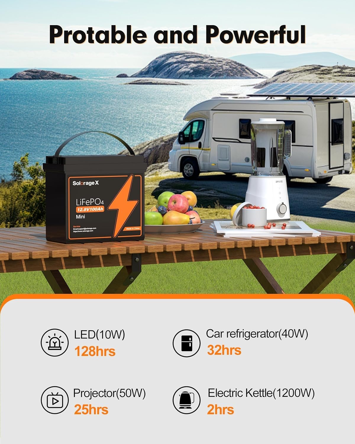 キャンピングカー アウトドア Lifepo4 12v100A Amazon.com: Solorage X 12V 100Ah LiFePO4 Battery Mini 23 Ib, Deep