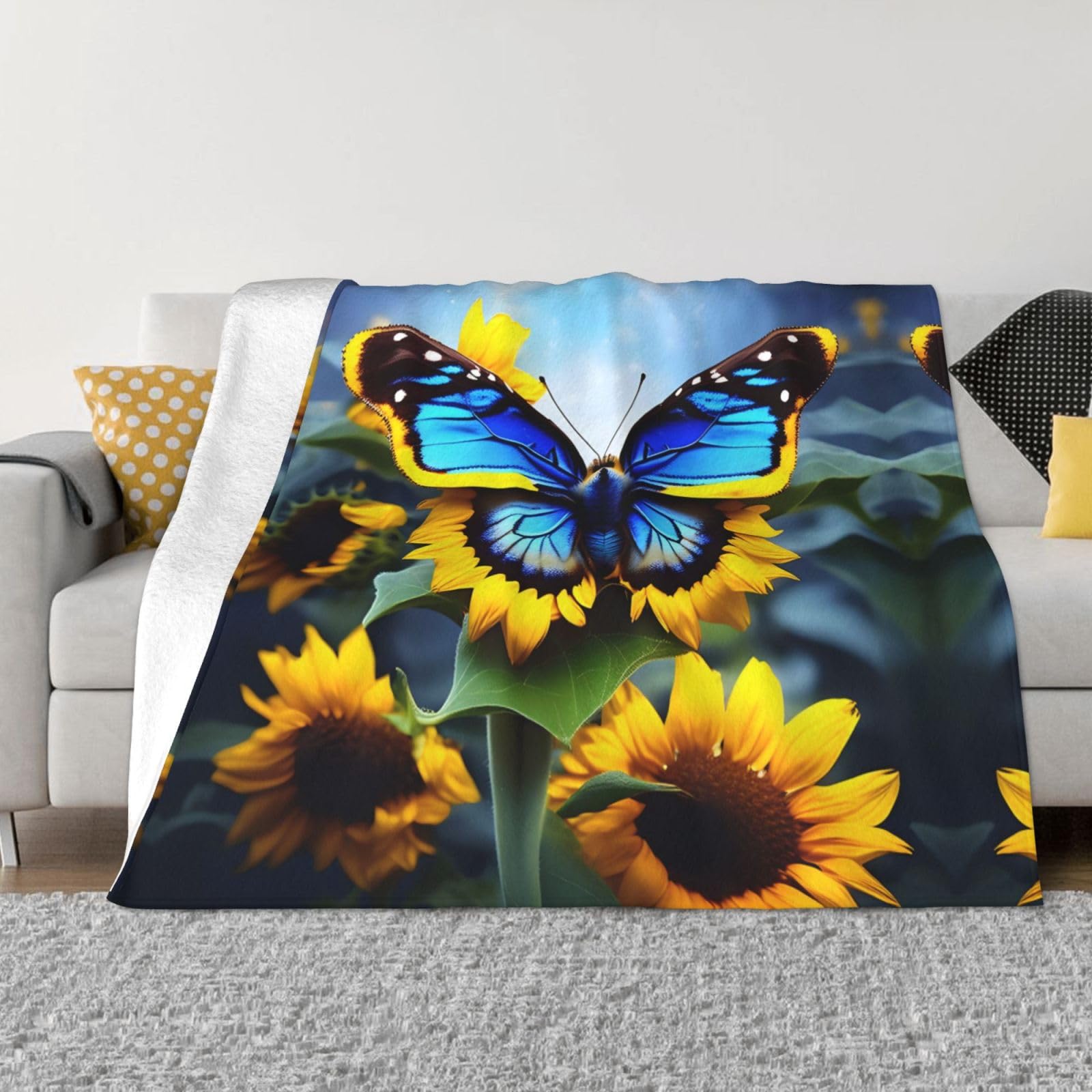 Couverture flanelle haut de gamme motif tournesol imprimé HD