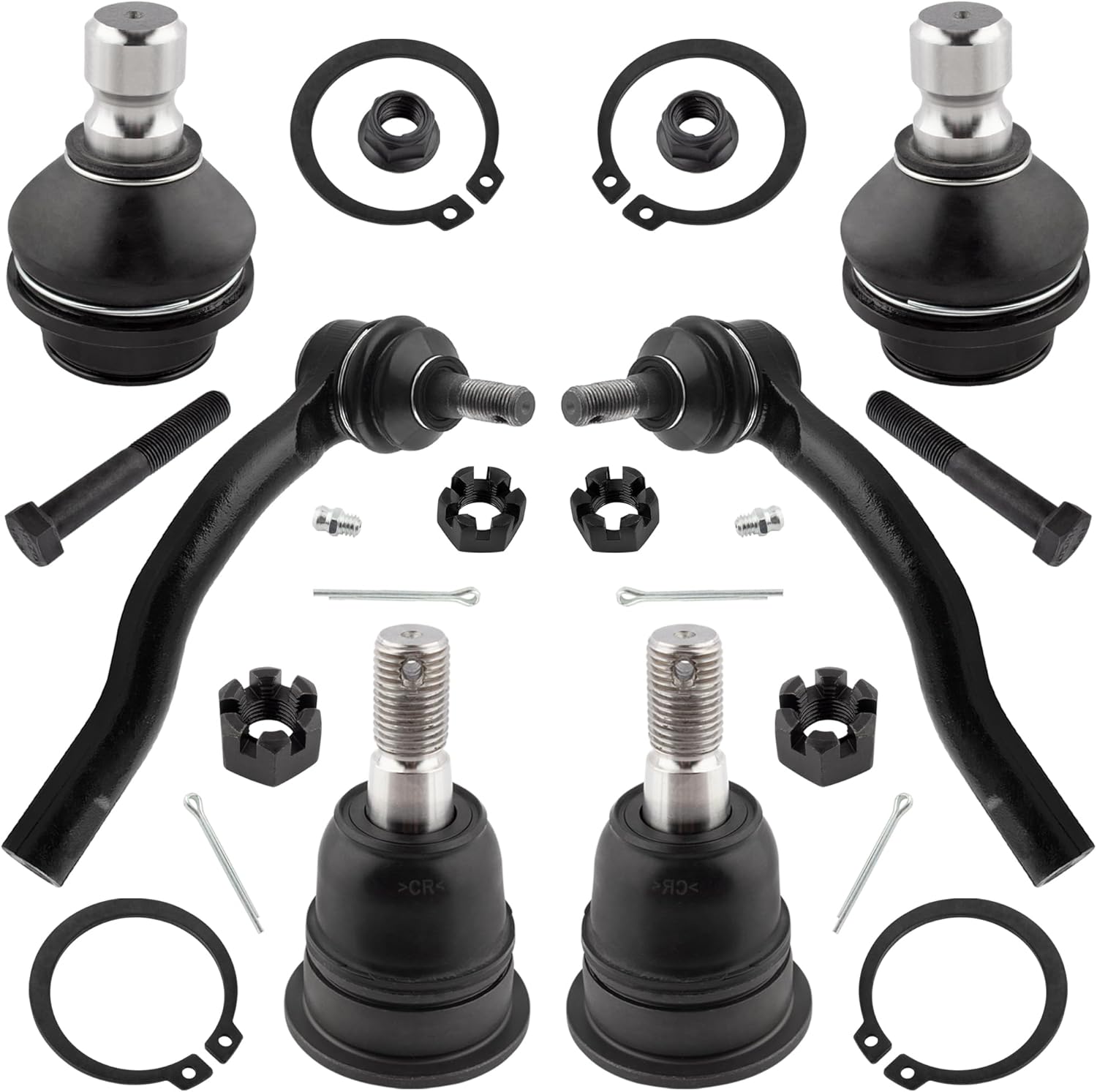 6pcs Front Upper Lower Ball Joints Steering Outer Tie Rod Ends Suspension Kit fit 2004-2015 for Nissan Titan 2005 for Nissan Armada ES800031 S800032 K80994 K80647