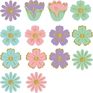 amscan 190649 Spring Super Value Mini Glitter Cutouts, 50 Ct, Multicolor, 2 1/2
