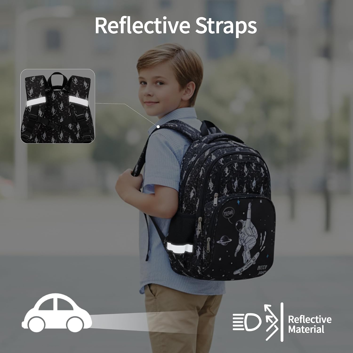 abshoo Cute Astronaut Kids School Backpack For Boys Elementary Kindergarten School Bag (Astronaut Black) image 5