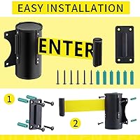 Vista 4 de Landical 2 Piezas Barrera Retráctil de Correa de 16 pies para Montaje en Pared con Señal de No Entrar Cuerda de Barrera de Cinturón de Seguridad