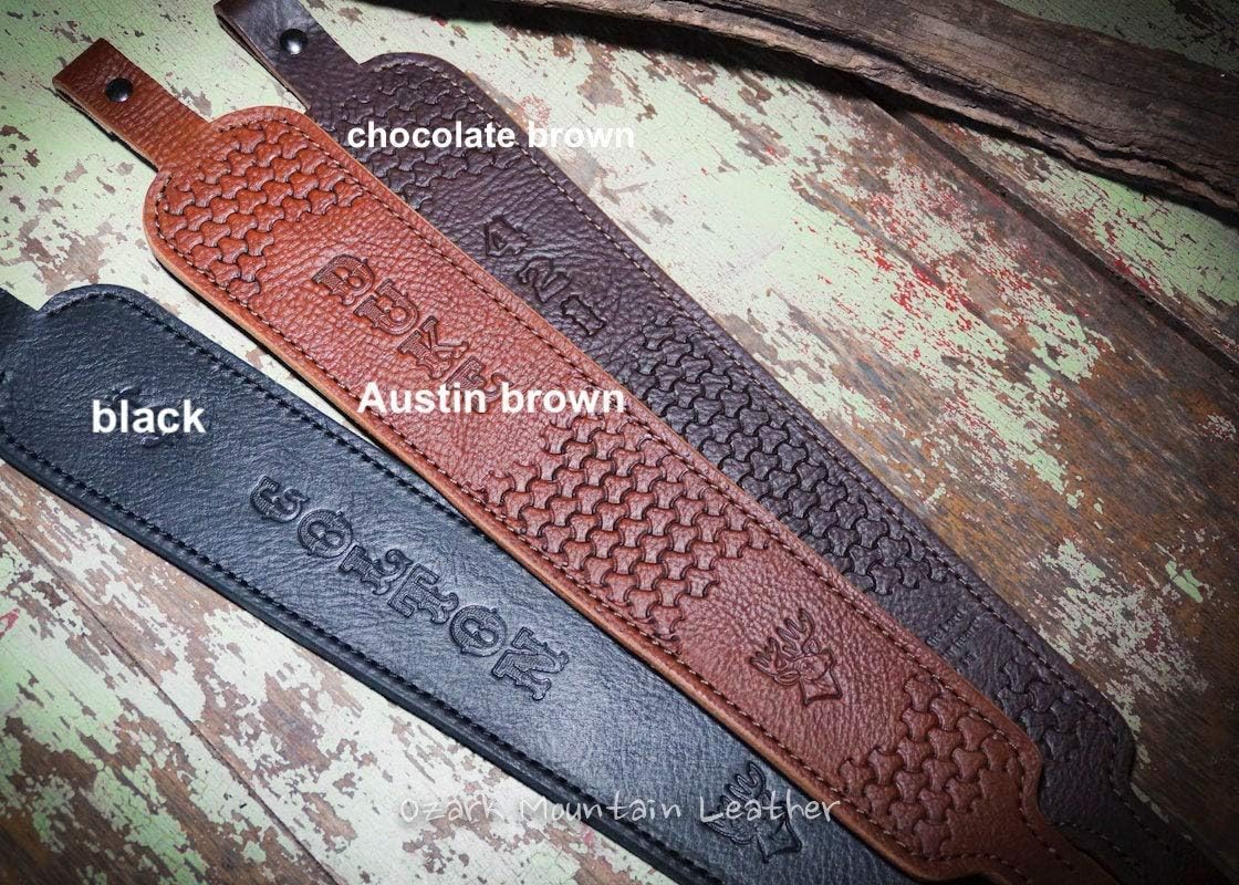 Custom Leather Rifle Sling with Tooling Cobra Style Three Colors to Choose from