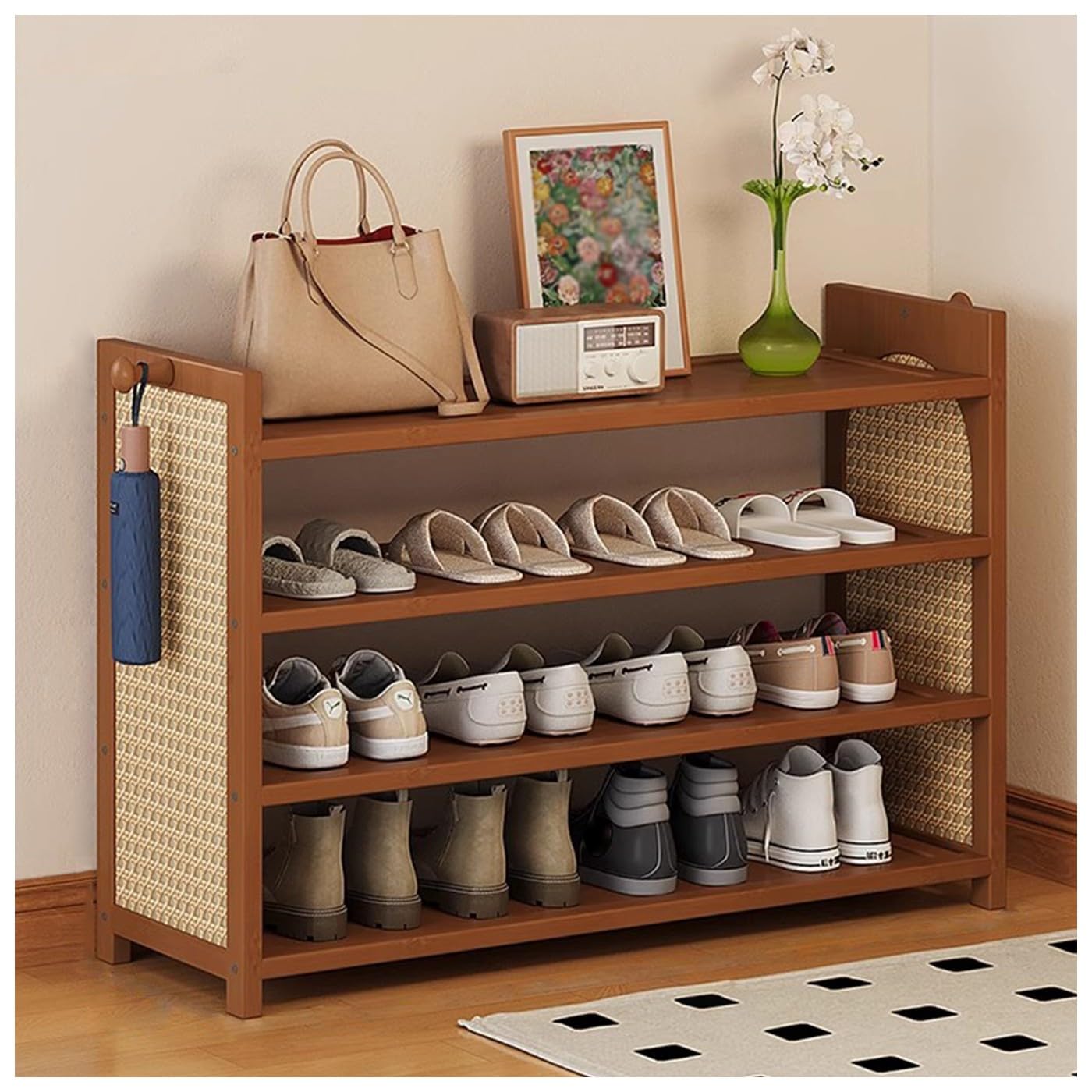 Meuble à chaussures rustique pour couloir et entrée ordonnée