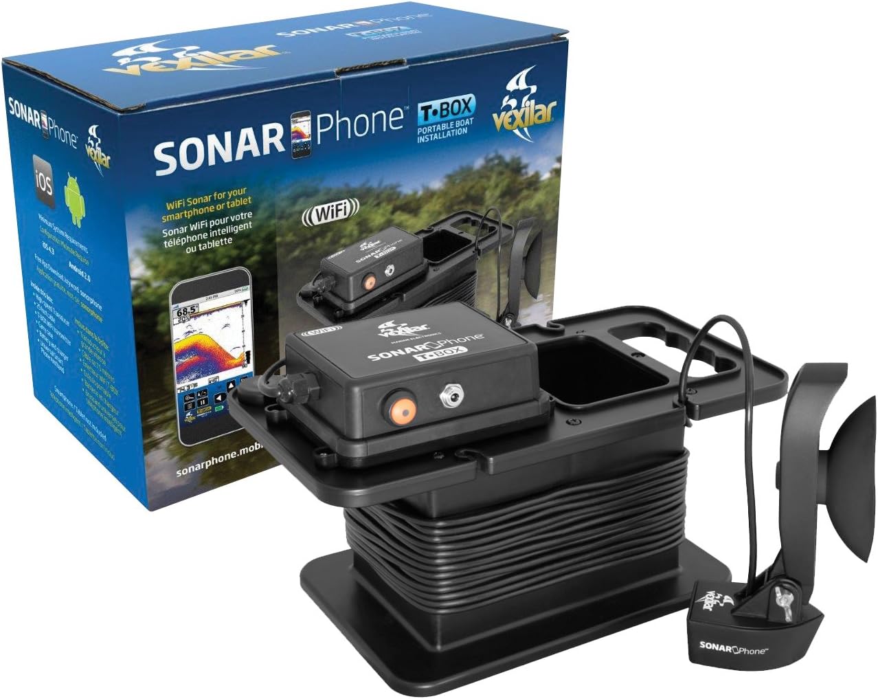 Vexilar SP300 Wi-Fi Fishfinder with High Speed Transducer and Porta Case - Black