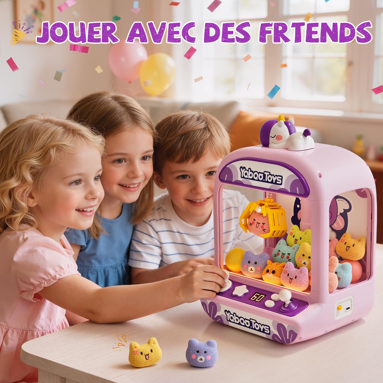 Machine à Pince pour Enfants, Distributeur de Bonbons Licorne avec Lumières Sonores, Jeu d'Arcade Jouet Fille 4-6 Ans