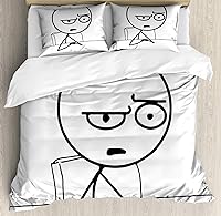 Vista 305 de Ambesonne Juego de funda de edredón de baloncesto, silueta de jugador de baloncesto, promoción de campeonato de competencia de atleta, juego de ropa