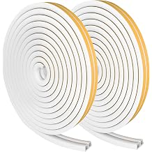 Weather Stripping Tape, Doors Windows Draught Excluder Self-Adhesive Anti-Collision Rubber D Type Foam Sealing Tape, Rubber Sound Insulation for Door Window Draught Stopper White-20m