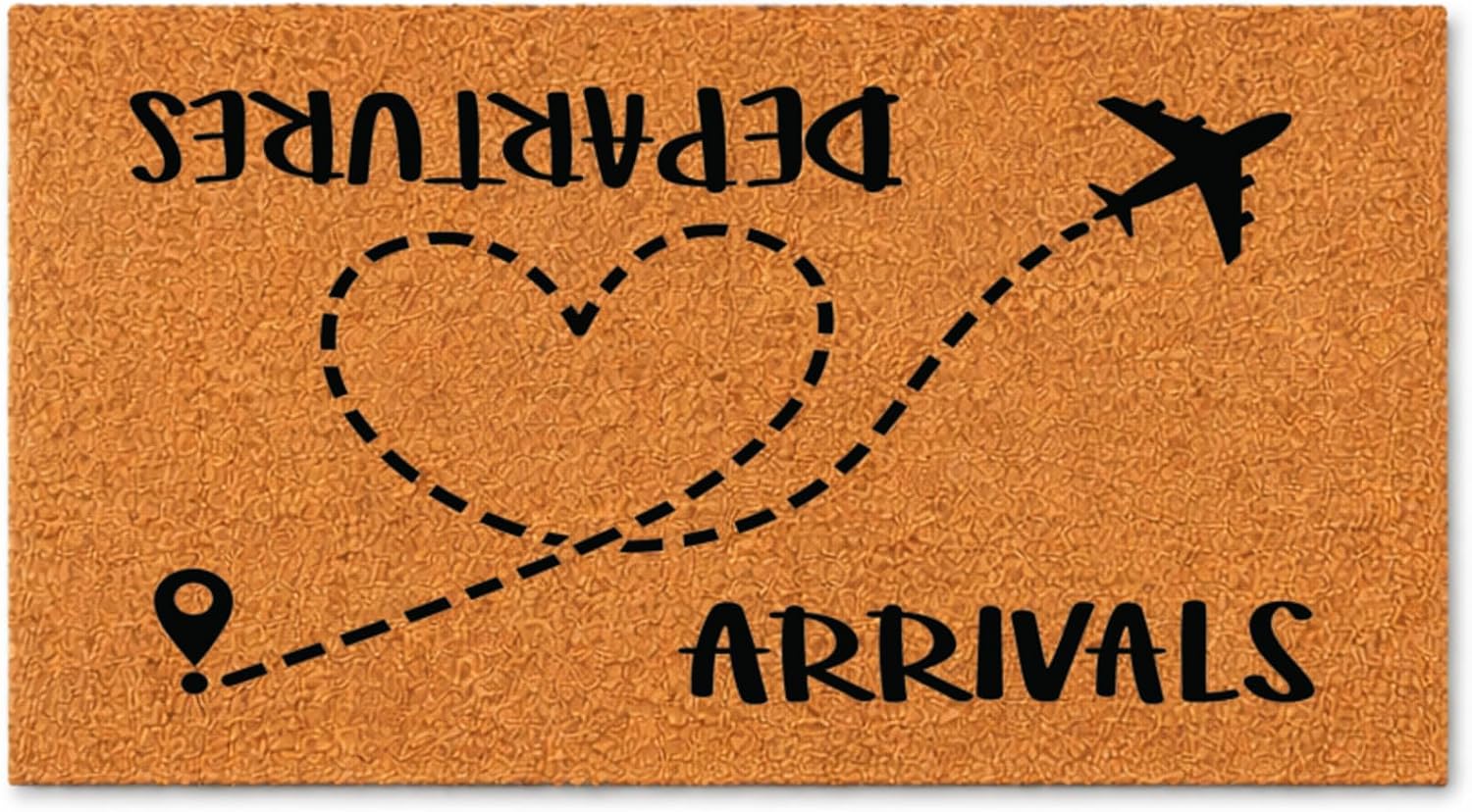 Doormat - Departures Arrivals Travel Heart Plane (36x72) 3138