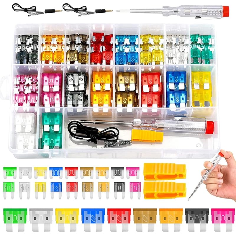 Kit de fusíveis automotivos Micro Mini slrongpowlr com testador – 306 peças