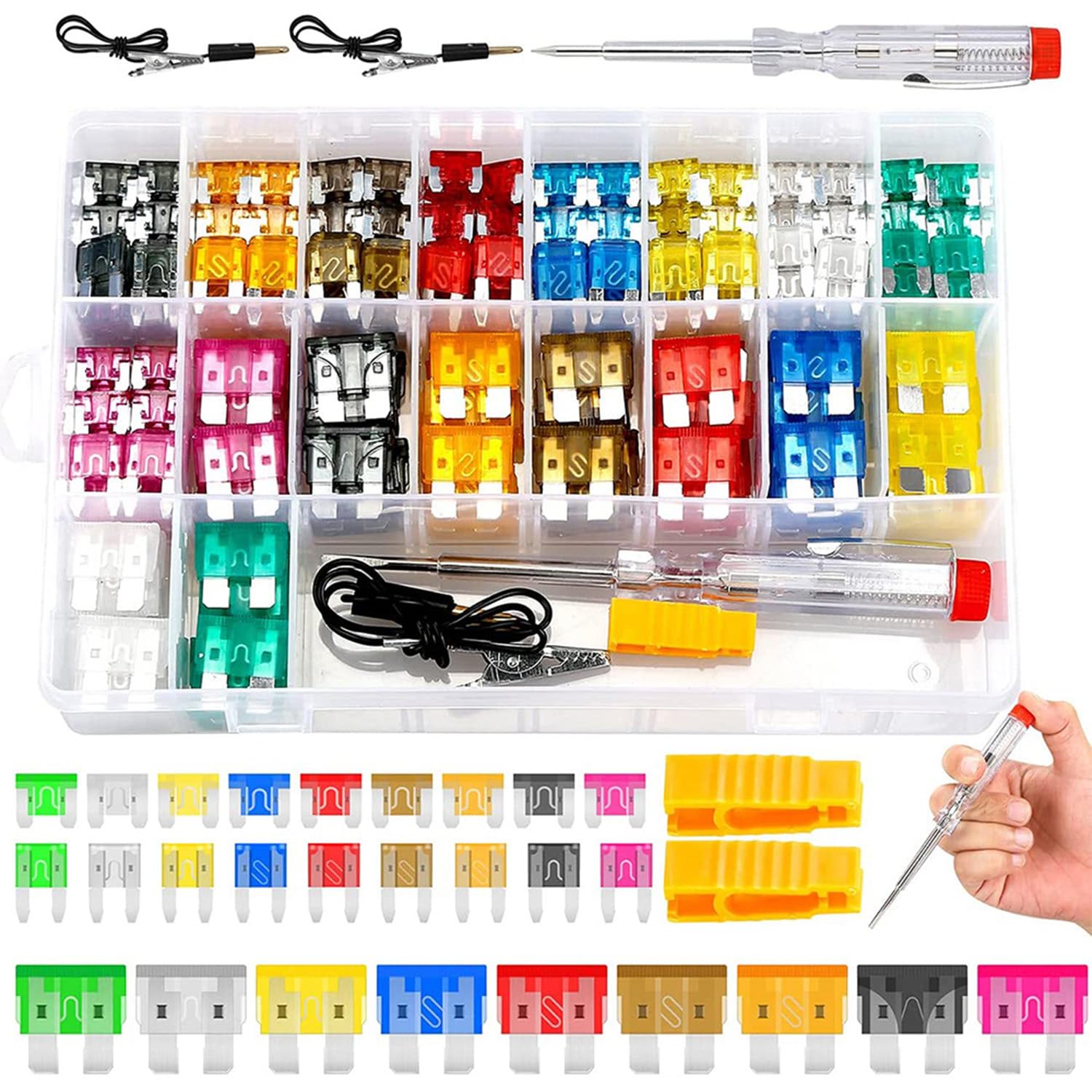 Kit assortito di micro fusibili per auto con tester, fusibili per auto, 306 pezzi