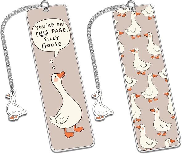 Light Brown Cute Bookmark for Women Silly Goose Gift Metal Bookmark for Students, Teachers, and Readers Funny Bookmarks Gift Page Markers Study Stationery, Office Supplies (Light Brown) - Light Brown