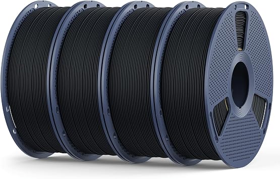 SUNLU Matte PLA Filament 1.75mm, 4KG (8.8LBS), Black 4 Pack | Smooth Matte Finish, Less Brittle, Reduced Layer Line Appearance, 3D Printer Filament