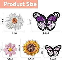Vista 2 de AXEN 42 parches para planchar de mariposas y flores, parches con temática de flores, apliques bordados para ropa, chaquetas, sombreros, mochilas
