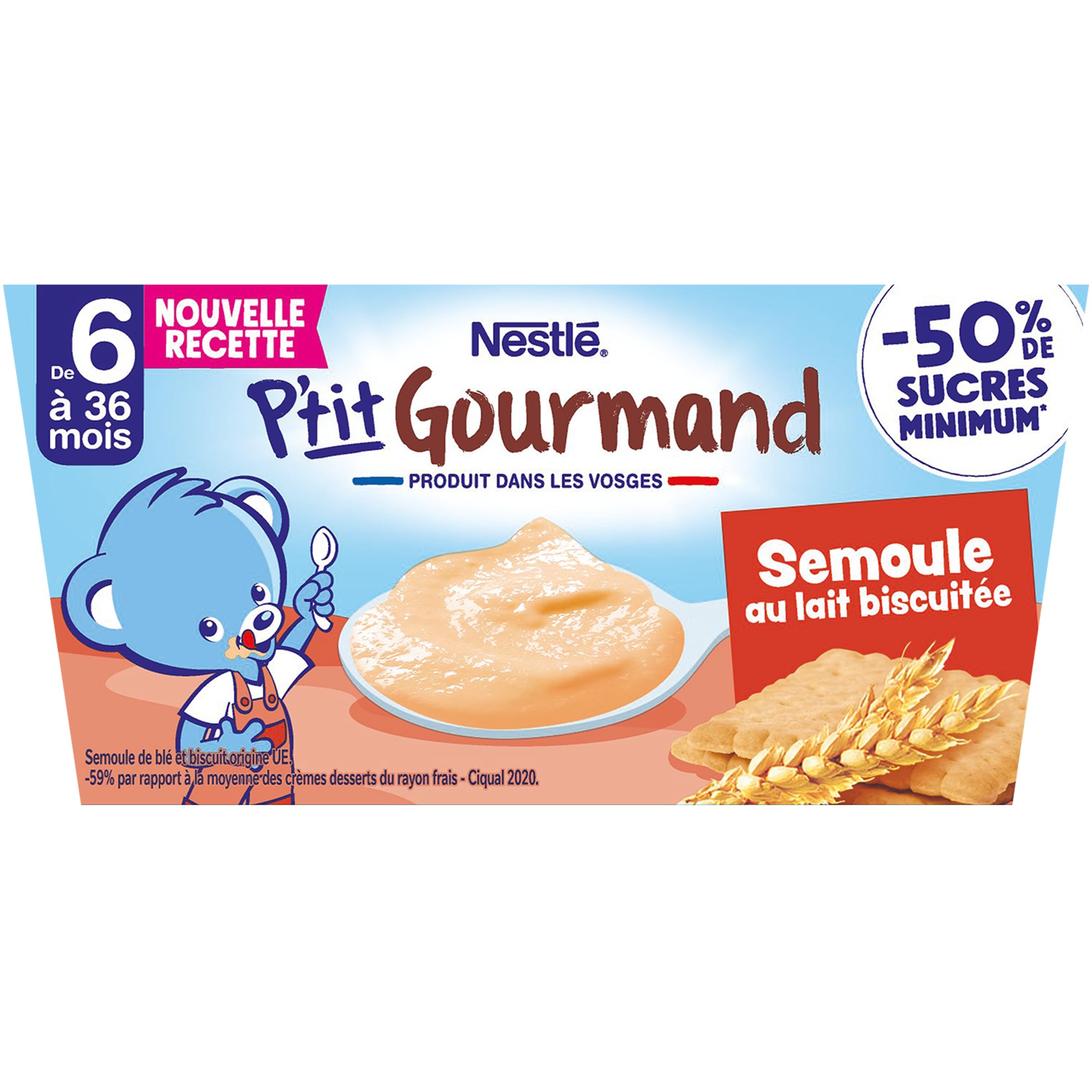NaturNes - P’tit Gourmand Semoule au Lait Biscuité 6 Mois Coupelle 4 x 100g | NaturNes - P’tit Gourmand Semoule au Lait Biscuité 6 Mois Coupelle 4 x 100g