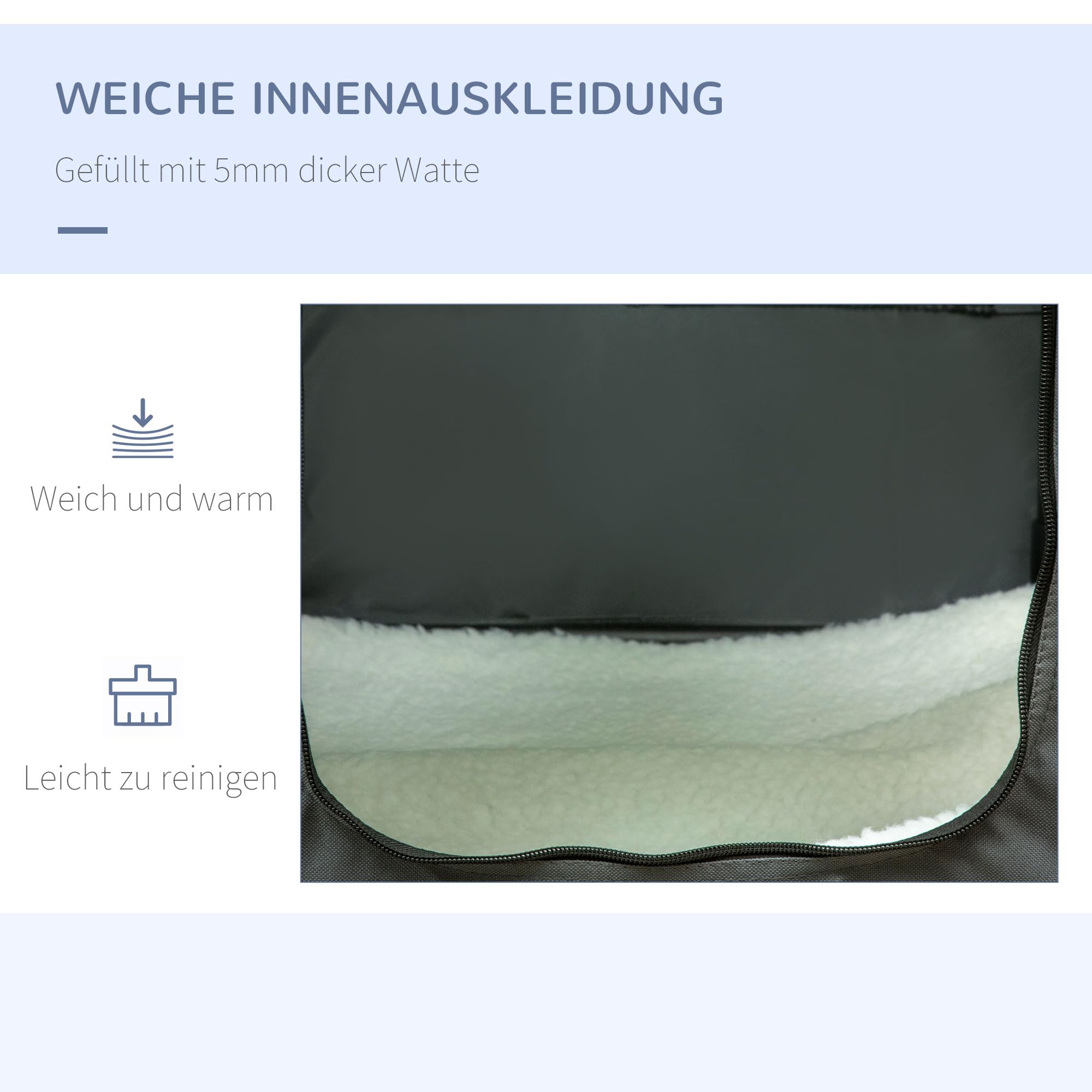 PawHut Hundetasche Hundebox mit Meshfenster, 60 x 42 x 42 cm Katzentransportbox mit Kissen, Griffen, Transportbox, Transporttasche für Hunde bis 4 kg, Oxford, Grau