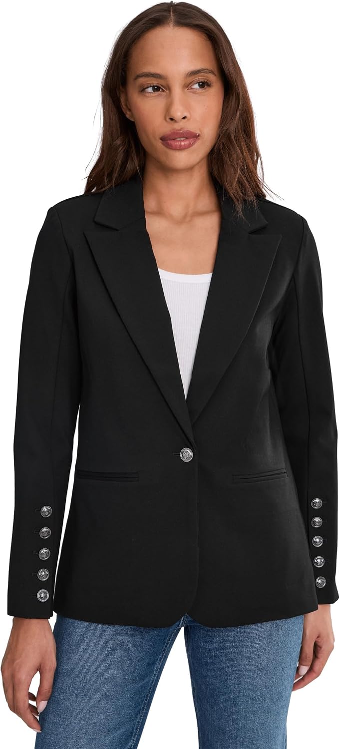 Liverpool Los Angeles Women's Super Stretch Ponte Blazer with Button Sleeve