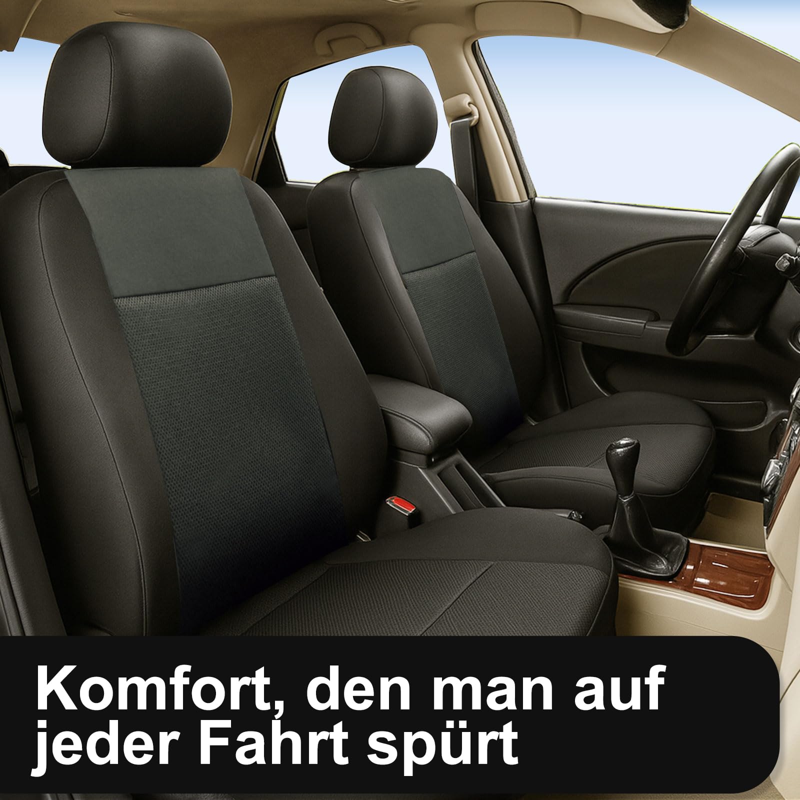 Funda de Asiento de Coche Universal 9 Negro | Cubre Universal | Protector de Asiento Delantero para Delantero y Trasero Impermeable