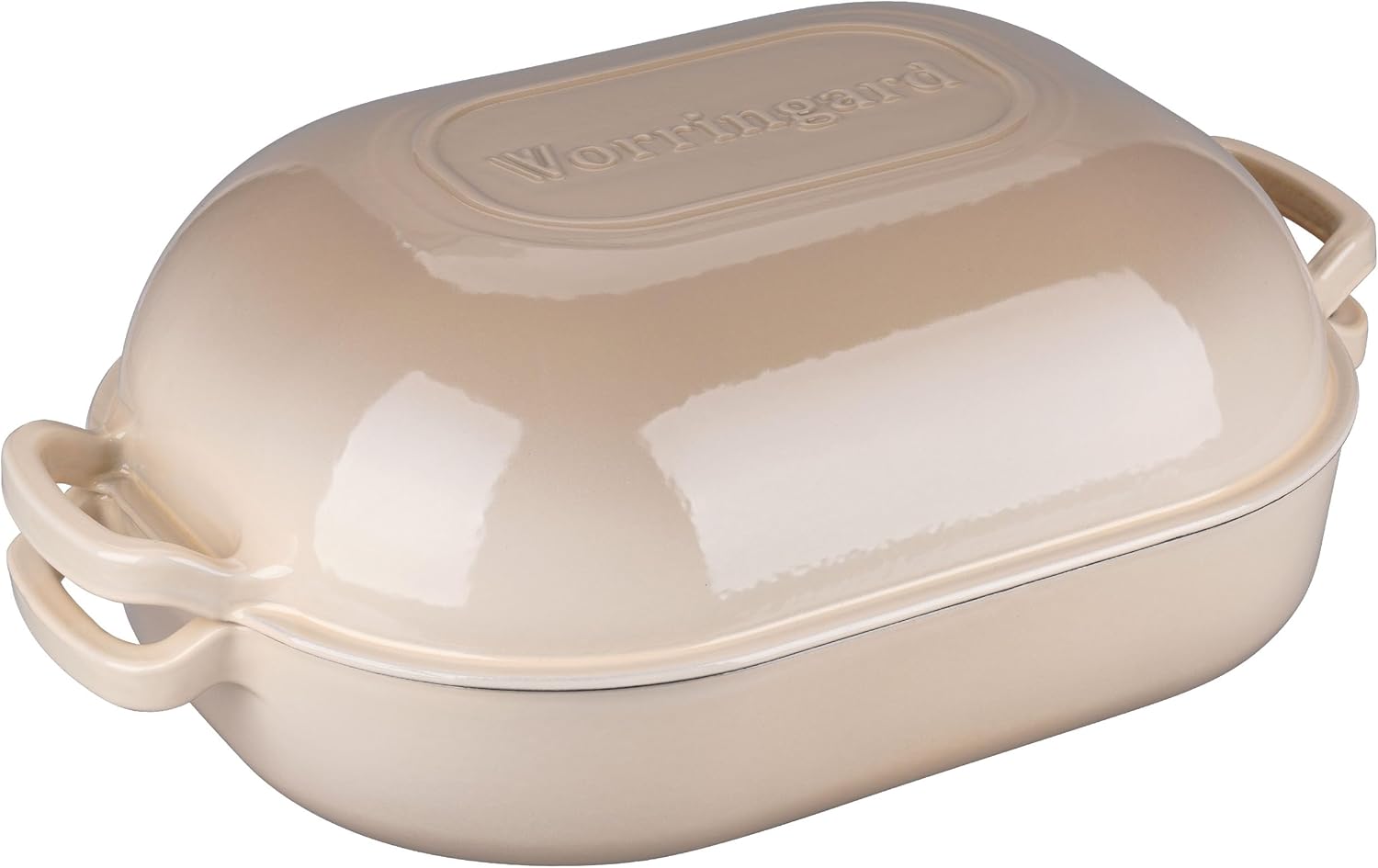 Large Cast Iron Dutch Oven Dome Pot with Lid, Enameled Bread Oven, Bread Pan for Homemade Sourdough Bread Baking, 9QT, Latte