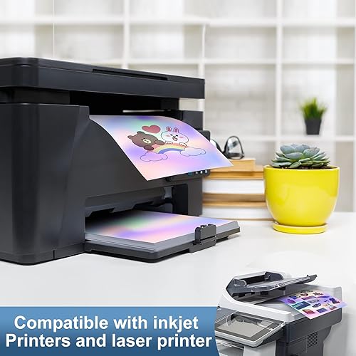 Miniatura 8 de QiXin 24 hojas de papel adhesivo holográfico de 8.5 x 11 pulgadas para impresora de inyección de tinta e impresora láser, tamaño carta de EE. UU.,