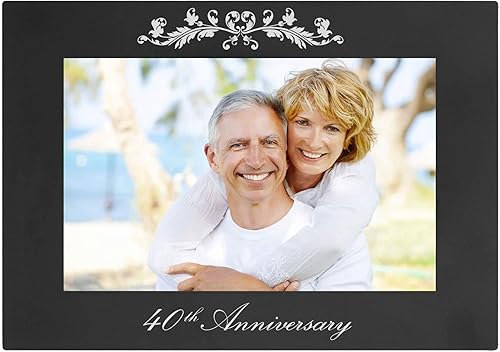 CustomGiftsNow 40th Anniversary - Marco de fotos de boda de aluminio anodizado grabado con láser para colgarsobremesa CustomGiftsNow 40th Anniversary - Marco de fotos de boda de aluminio anodizado grabado con láser para colgarsobremesa