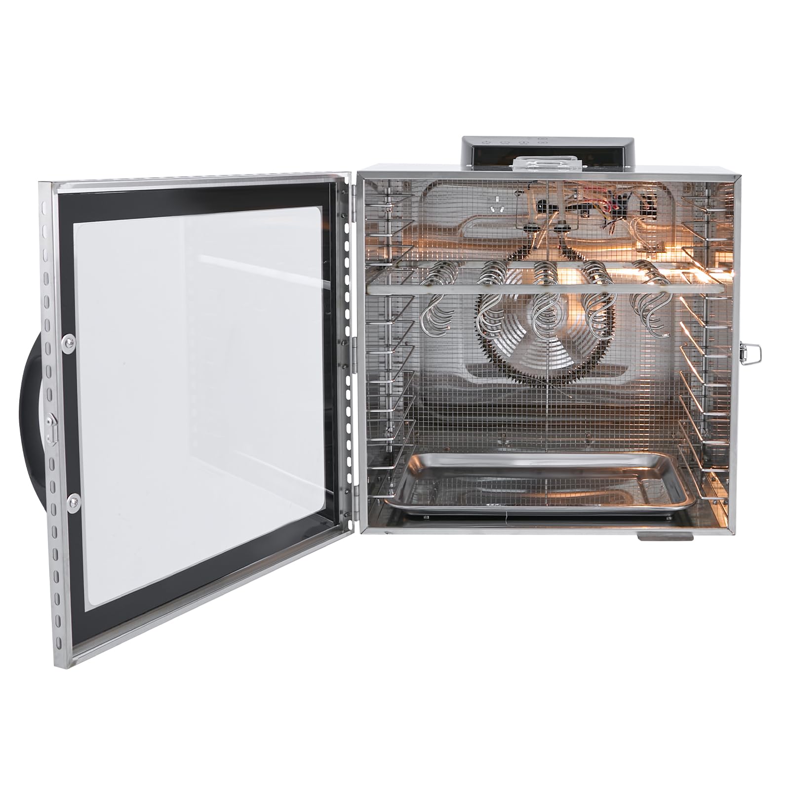 Dörrautomat Edelstahl 1000W 10 Etagen 42.5L Trocknungsschrank-Trockner Maschine mit Ölauffangschale und 20 Haken, 30-90°C Timer 24H Lebensmittel-Dehydrator für Rindfleisch Hühnerwurst Hundeleckerlis