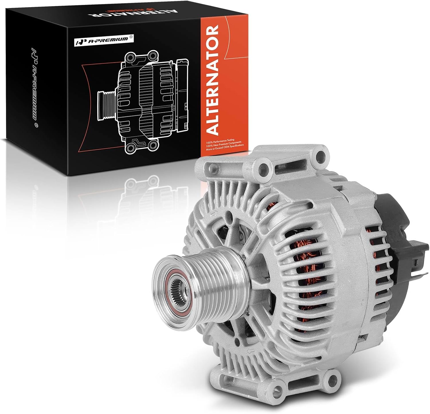 A-Premium Alternator Compatible with Mercedes-Benz W251 Series R320 2007-2008 3.0L, W163 Series ML320 2007-2008 3.0L, 12V 180A 8-Groove Clutch Pulley Clockwise, Replace# 642-154-05-02, TG17C032