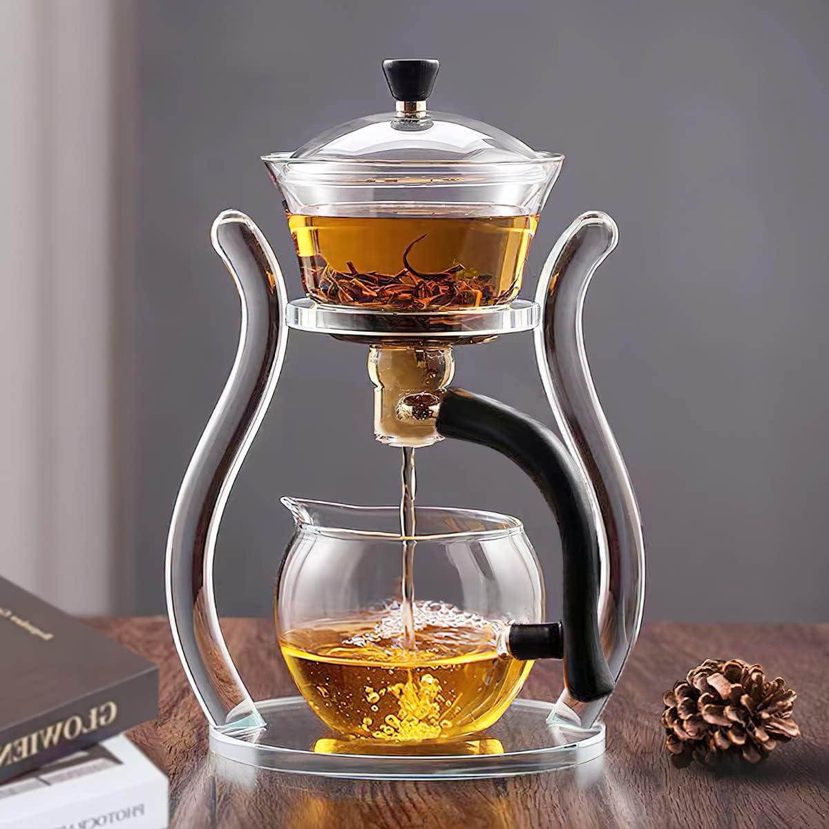 CGUICUI Lazy Kungfu Tea Set,Sturdy High Borosilicate Glass