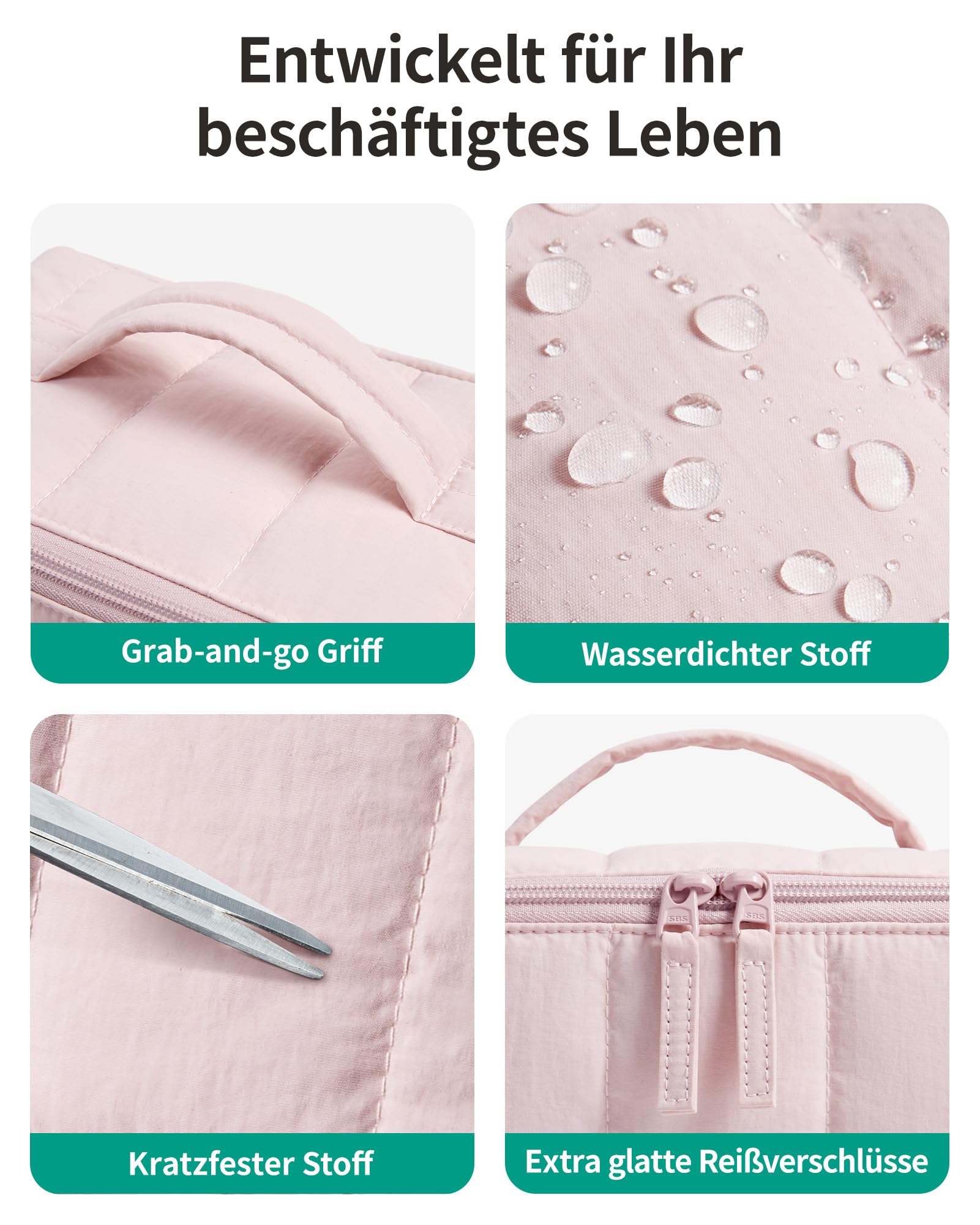 BAGSMART Borsa cosmetica da viaggio, organizer per cosmetici per sdraiarsi piatto, Nero , Fashion