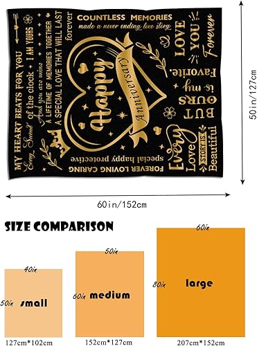Miniatura 7 de Manta de regalo de feliz aniversario de 50 x 60 pulgadas, regalos románticos de aniversario para él, manta de aniversario para ella, regalo para