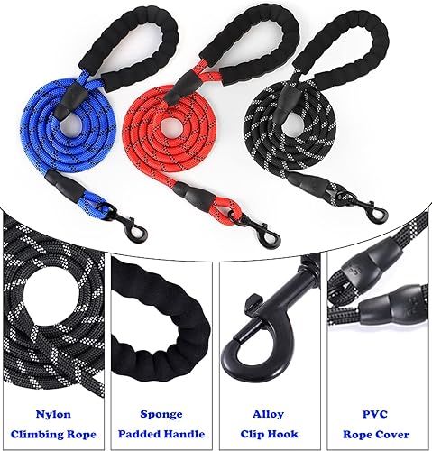 Miniatura 3 de KISOLD Correa para perro grande, correa azul resistente para perro, correa fuerte para perro, correa de perro de cuerda de nailon duradera con mango