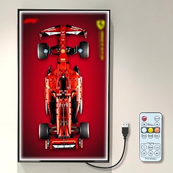 BrickBang LEGO Technic Ferrari SF-24 F1 Car42207 Display Wallboard with LED light, Wall Mounted, Aluminum Alloy, Load Capacity, Storage Space Saving, For Adult Legos Display, Great as a Gift, 75 x 45 cm Display Wall Board Only