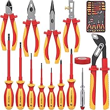 14PC 1000V Insulated Electrician Tool Set,VDE Certified Electrical Tools Kit with Pliers, Screwdrivers, Voltage Tester,w/All-in-One Bag, Ideal for Home and Industrial Electrical Repair