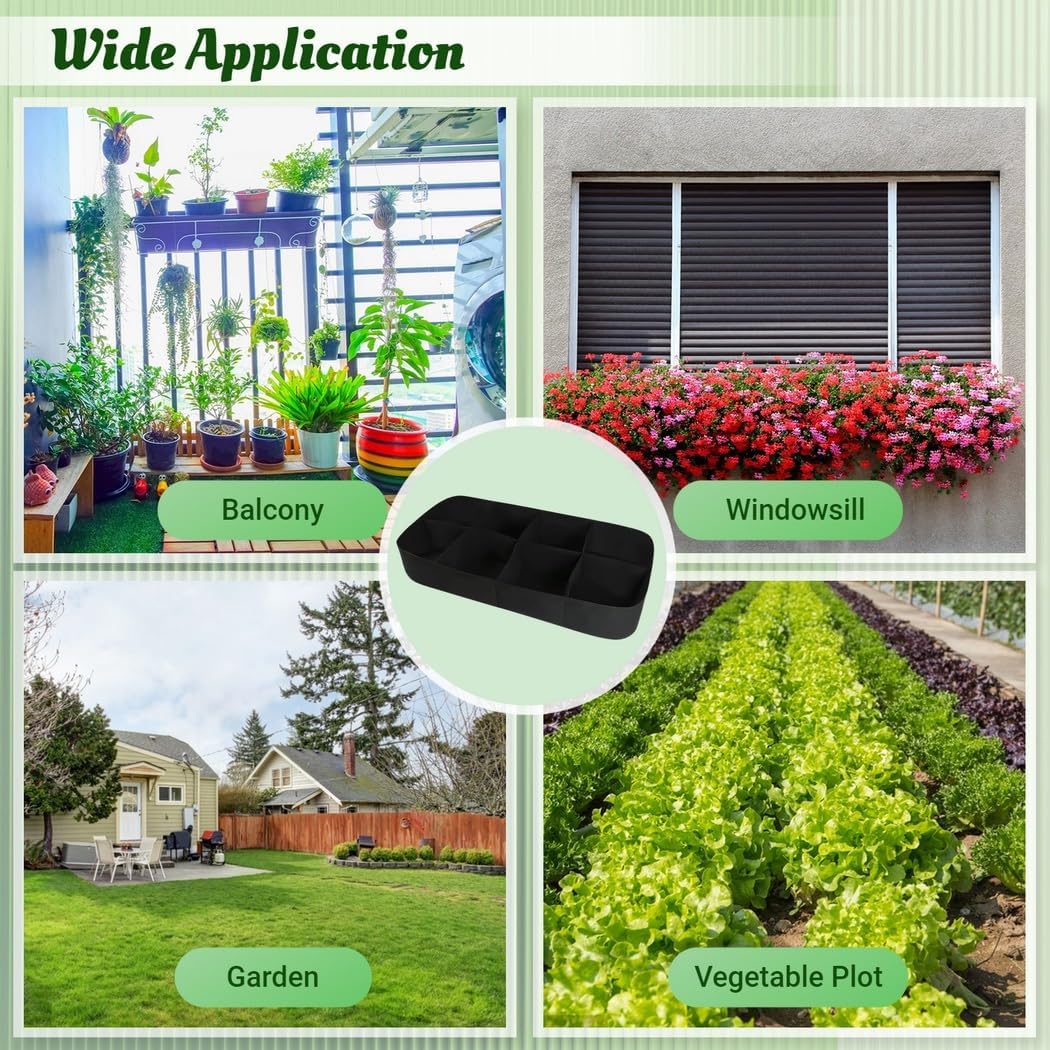 Breathable Fabric Planter, 128 Gallon 8 Grids Garden Grow Bag, Rectangle Non-Woven Felt Planting Container, For Growing Plants Vegetables Flowers Raised Garden Bed