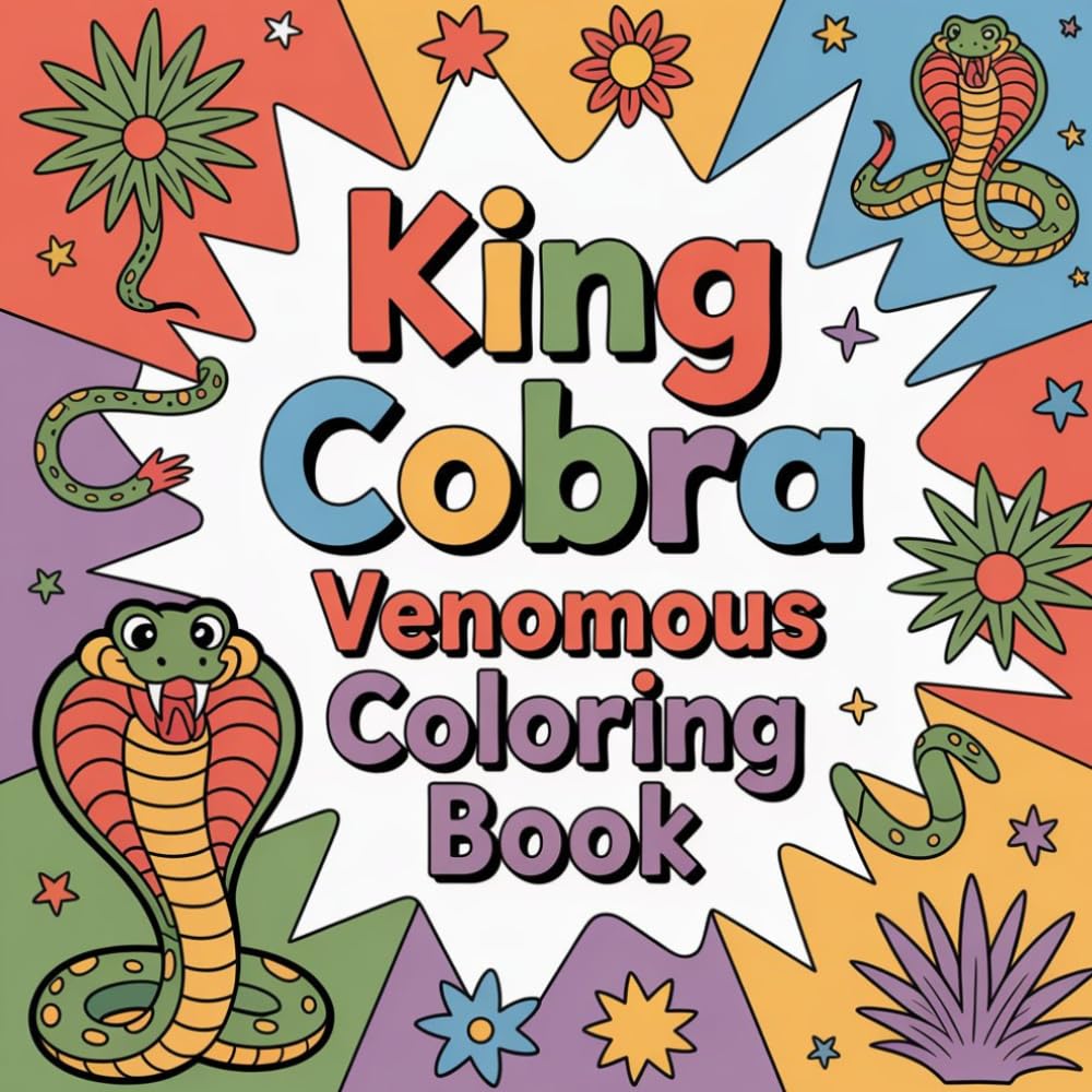 King Cobra Venomous Coloring Book: cobra wild snake relaxation women coloring book, cobra reptile stress relief kids color book, cobra venomous ... predator relaxation adults color book