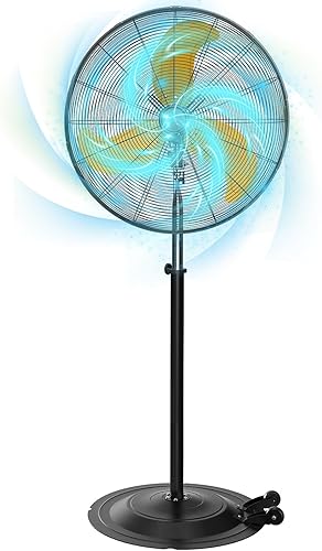 Miniatura 10 de Ventilador de pedestal industrial profesional de 30 pulgadas, circulación de aire de alta velocidad de 9500 CFM, ventilador de pie de metal