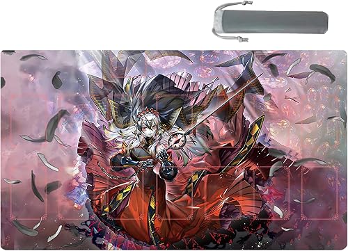 Alfombrilla de goma para tarjetas, alfombrilla de competición de juegos, cubierta de carpeta de tarjetas, 23.6 x 13.7 pulgadas (rojo Cartesia 2)