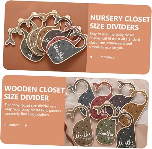 Miniatura 7 de Uonlytech Organizar el armario del bebé 7 piezas divisores de ropa de madera del armario del bebé divisores de tamaño recién nacido a 24 meses